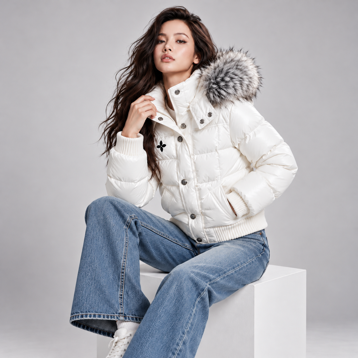 LAUREN™ ファーカラー中綿ショートジャケット