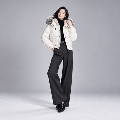LAUREN™ ファーカラー中綿ショートジャケット