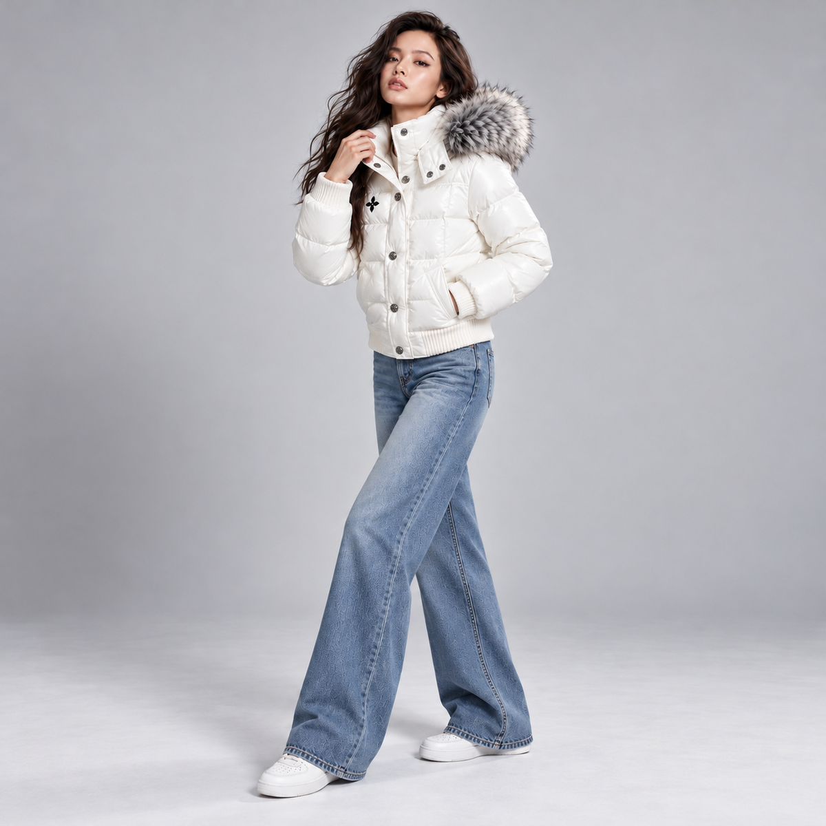 LAUREN™ ファーカラー中綿ショートジャケット