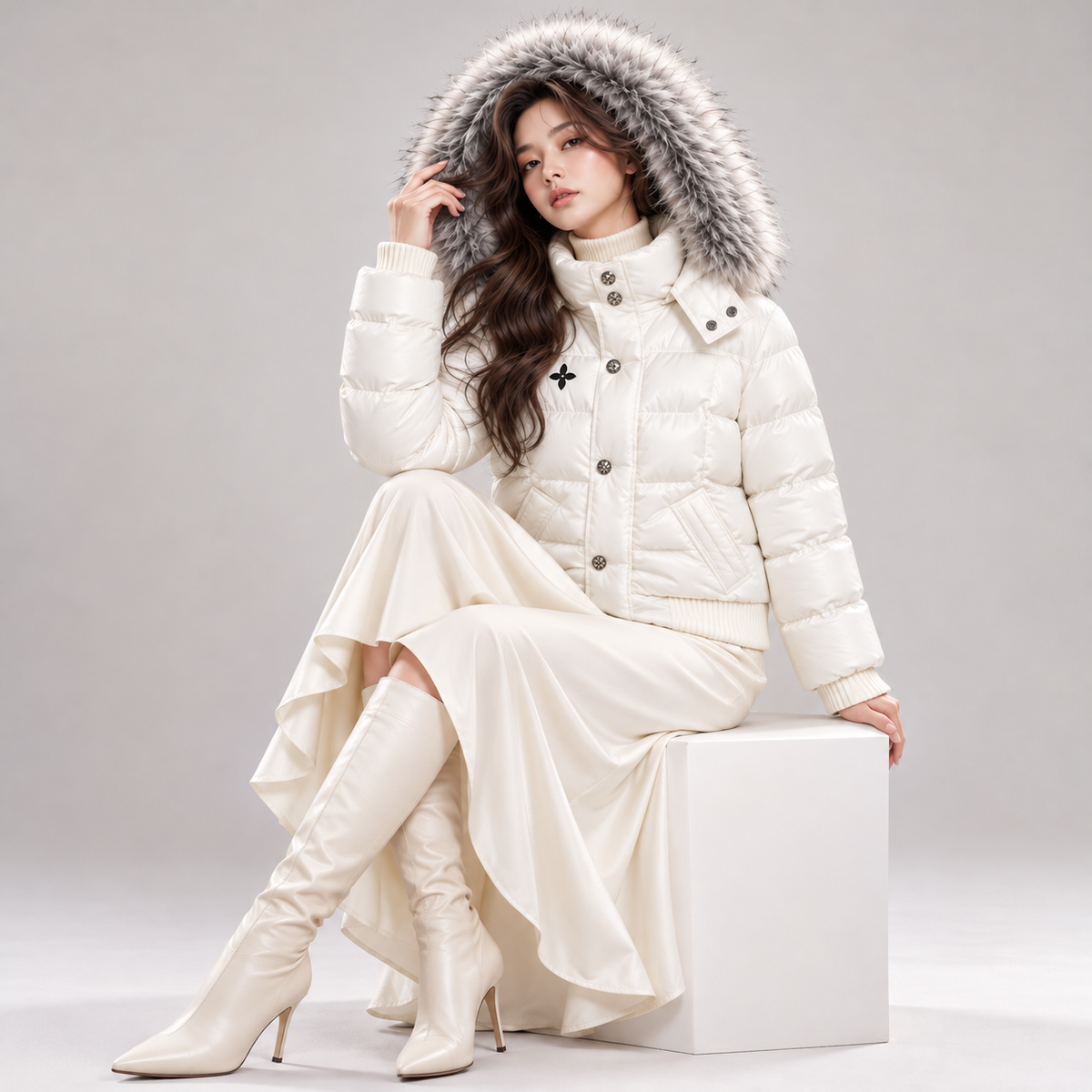 LAUREN™ ファーカラー中綿ショートジャケット